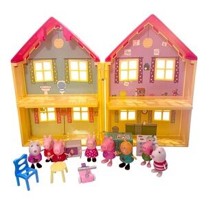 Peppa Pig Folding House Playset 8 Figures Furniture Toys